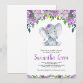 Paarse uitvinding van olifant Baby shower Kaart (Voorkant / Achterkant)