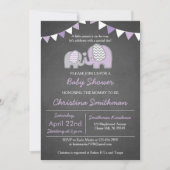 Paarse uitvinding van olifant Baby shower Kaart (Voorkant)