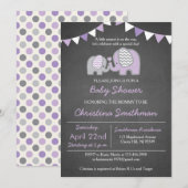 Paarse uitvinding van olifant Baby shower Kaart (Voorkant / Achterkant)