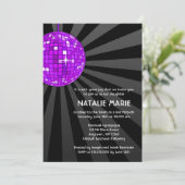 Paarse uitvindingen van Disco Ball Bat Mitzvah Kaart (Staand voorkant)