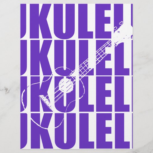 Paarse Ukulele Gepersonaliseerd Briefhoofd (Voorkant)