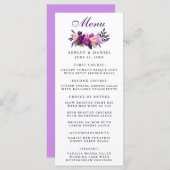 Paarse Ultra Violet Bloemen Huwelijk Menu (Voorkant / Achterkant)