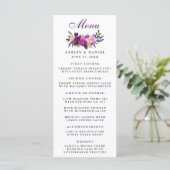 Paarse Ultra Violet Bloemen Huwelijk Menu (Staand voorkant)