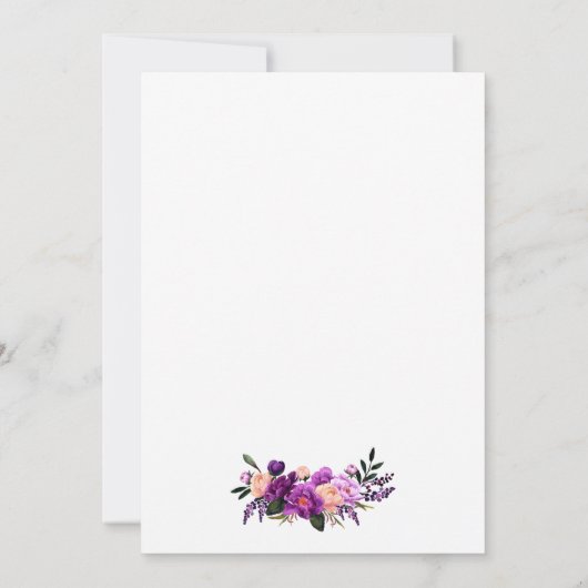 Paarse ultra Violet Floral Gold Weddenschap Kaart (Achterkant)