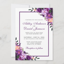 Paarse ultra Violet Floral Weddenschap P Kaart