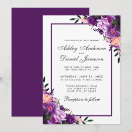 Paarse ultra Violet Floral Weddenschap PB Kaart