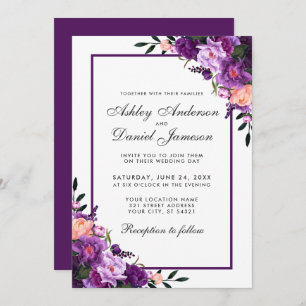 Paarse ultra Violet Floral Weddenschap PB Kaart