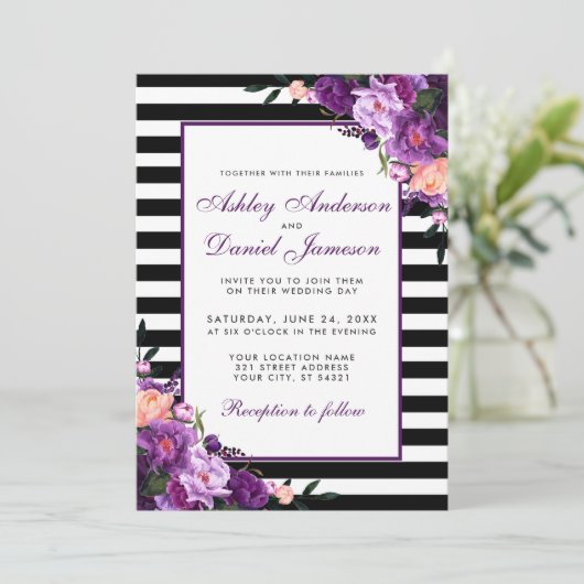 Paarse ultra Violet Floral Weddenschap PS B Kaart (Staand voorkant)