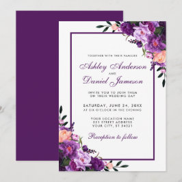 Paarse Ultra Violet Floral Weddenschap PSB Kaart