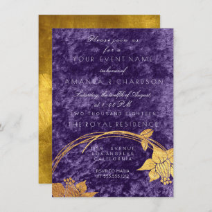 Paarse ultra Violet Gold Floral met klettenkruimel Kaart