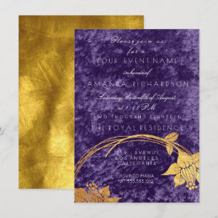 Paarse Ultra Violet Gouden Bloemenkrans Fluwelen P Kaart