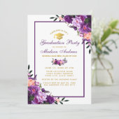 Paarse Ultra Violet Graduation Party Invite PF Kaart (Staand voorkant)