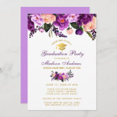 Paarse Ultra Violet Graduation Party nodigt PFV ui Kaart (Voorkant / Achterkant)
