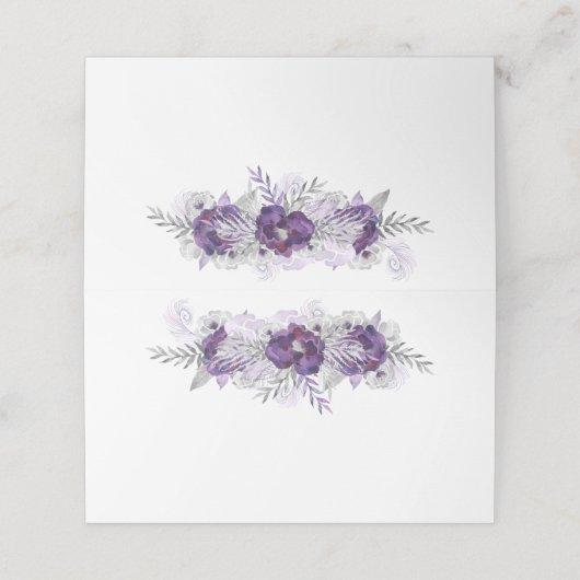 Paarse Ultra Violet Lavendel Grijs Waterverf Rozen Plaatskaartje (Buitenkant ongevouwen)