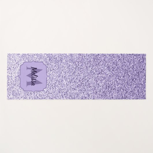 Paarse Ultra violet lichtglitter monogram Yogamat (Voorkant (horizontaal))