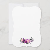 Paarse ultra Violet Waterverf Floral Wedding BG Kaart (Achterkant)
