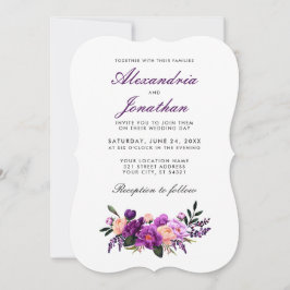 Paarse ultra Violet Waterverf Floral Wedding BG Kaart