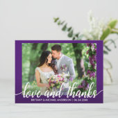 Paarse ultra Violet Wedding Love en Bedankt (Staand voorkant)
