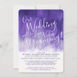 Paarse ultra-violetkunst live streaming bruiloft kaart