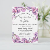 paarse ultraviolet bloemenbruiloft INVITE KAART (Staand voorkant)