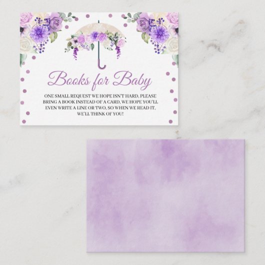 Paarse Umbrella-boeken voor Baby-afsluitkaart Informatiekaartje (Voorkant / Achterkant)