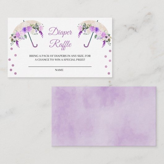 Paarse Umbrella Diaper Raffle Enclosure Card Informatiekaartje (Voorkant / Achterkant)
