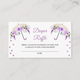 Paarse Umbrella Diaper Raffle Enclosure Card Informatiekaartje