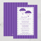 Paarse Umbrella Tiwns Baby shower Kaart (Voorkant / Achterkant)