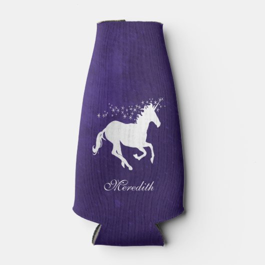 Paarse Unicorn Aangepaste flessenkoeler Flesjeskoeler (Voorkant)