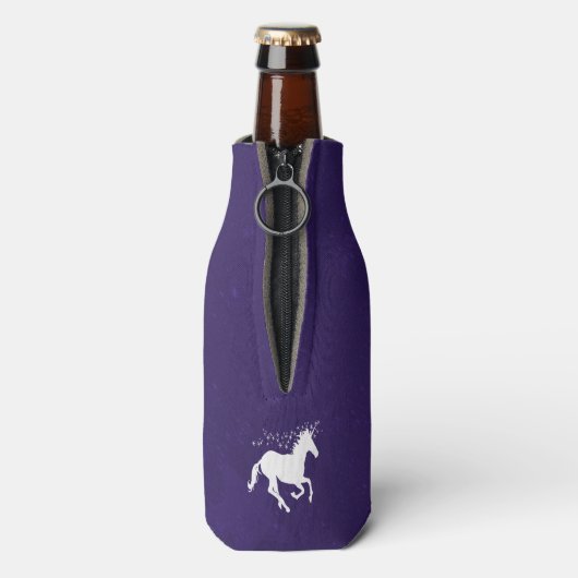 Paarse Unicorn Aangepaste flessenkoeler Flesjeskoeler (Fles Achterkant)
