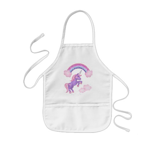 Paarse Unicorn Apron Kinder Schort (Voorkant)