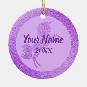 Paarse Unicorn Birthday Keramisch Ornament