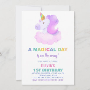 Paarse Unicorn Birthday-uitnodigingen Kaart