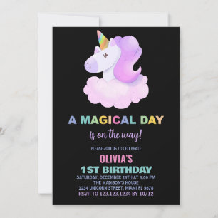 Paarse Unicorn Birthday-uitnodigingen Kaart