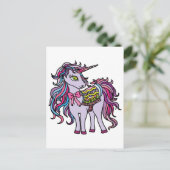 Paarse Unicorn Briefkaart (Staand voorkant)