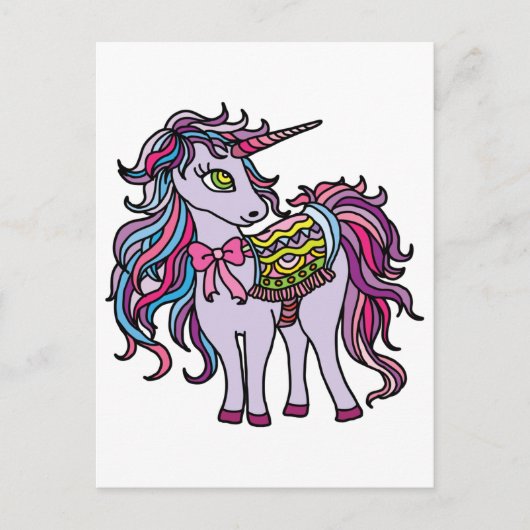 Paarse Unicorn Briefkaart (Voorkant)