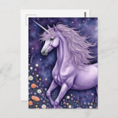 Paarse Unicorn Briefkaart (Voorkant / Achterkant)