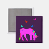 Paarse Unicorn & Butterflies Magnet (Voorkant / Achterkant)