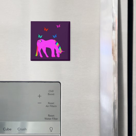 Paarse Unicorn & Butterflies Magnet (Insitu (Koelkast))