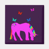 Paarse Unicorn & Butterflies Magnet (Voorkant)