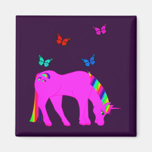 Paarse Unicorn & Butterflies Magnet