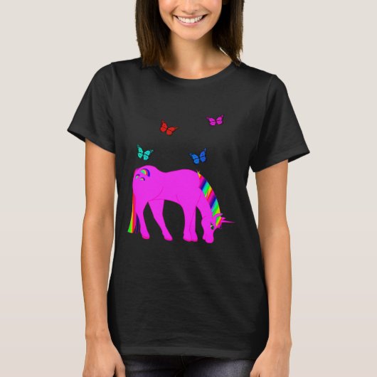 Paarse Unicorn & Butterflies T-Shirt ZKOA (Voorkant)