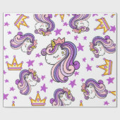 Paarse Unicorn Cadeaupapier (Vlak)