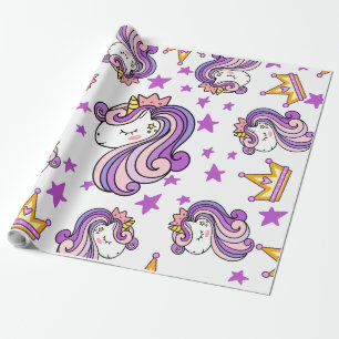 Paarse Unicorn Cadeaupapier