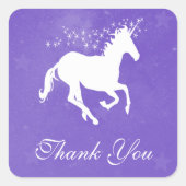 Paarse Unicorn Dank jullie Stickers (Voorkant)