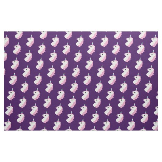 Paarse Unicorn Emoji Pattern Fabric Stof (Yard (91,4 cm))