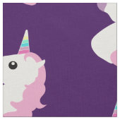 Paarse Unicorn Emoji Pattern Fabric Stof (Close Up)