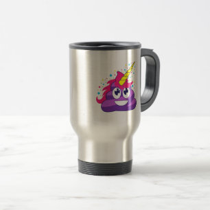 Paarse Unicorn Emoji Poop Reisbeker
