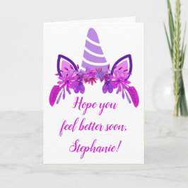 Paarse Unicorn Floral Kaart