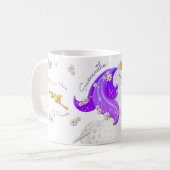 Paarse Unicorn Flowers en een Golden Crown Mok (Voorkant links)